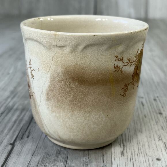 Vintage Brown Cream Red Floral Shaving Mug Cup Decor - Picture 4 of 10
